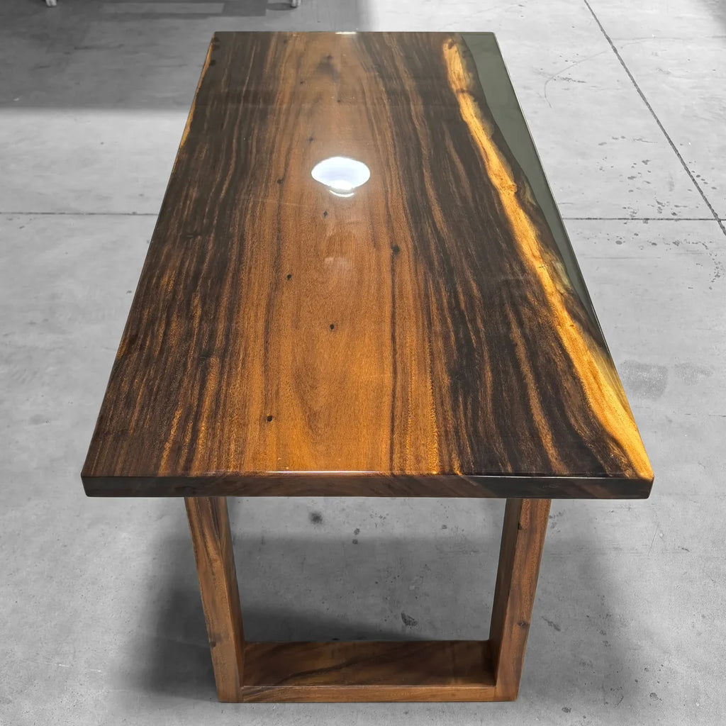 Luxury wood epoxy river table computer desk with wood legs home office desk - MOOKA FURNITURE