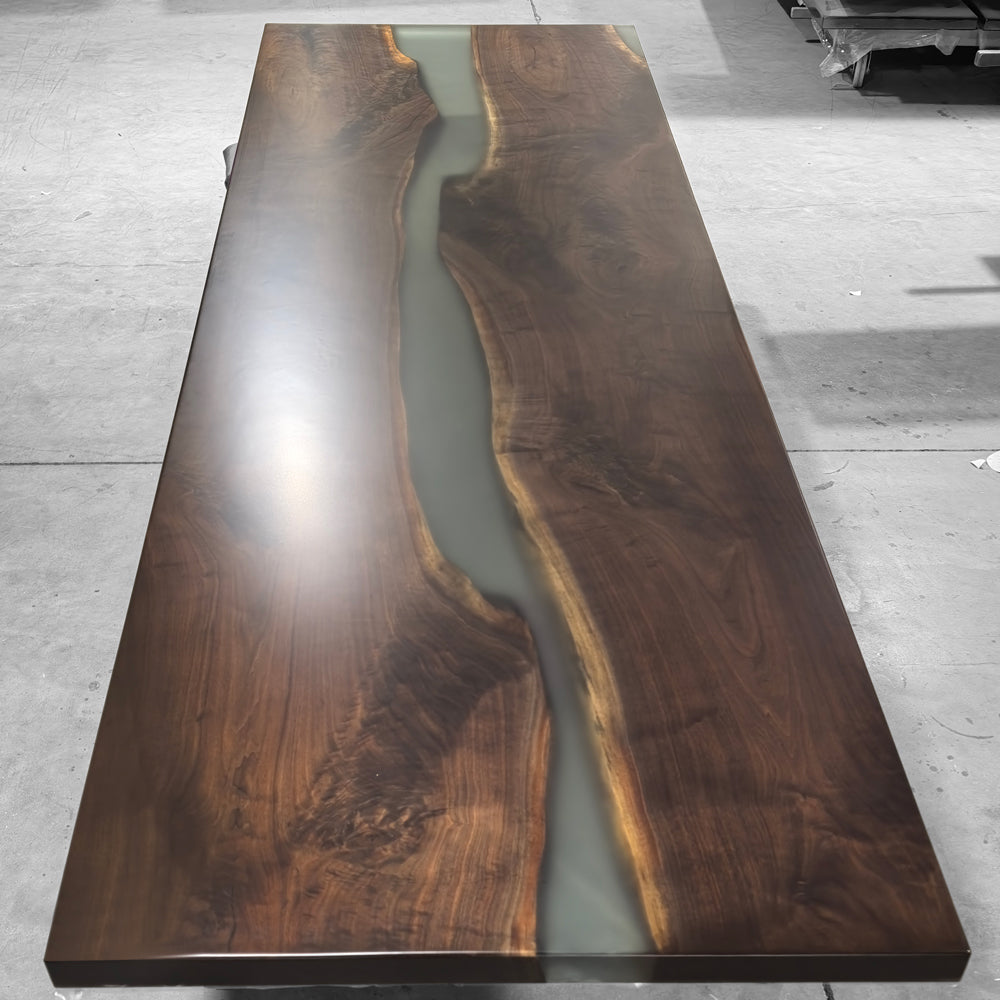 12ft black walnut Large size river table dining room table for 14
