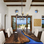 Unique blue epoxy river table with black walnut wood dining table 8 - MOOKA FURNITURE