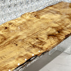 One piece wood dining table made of Poplar tumors with clear epoxy live edge table