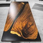 120 inch black resin river table large wood dining table for 10-12 people - MOOKA FURNITURE