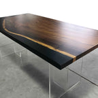 One-of-a-Kind two tone solid wood epoxy dining table for 8 people - MOOKA FURNITURE