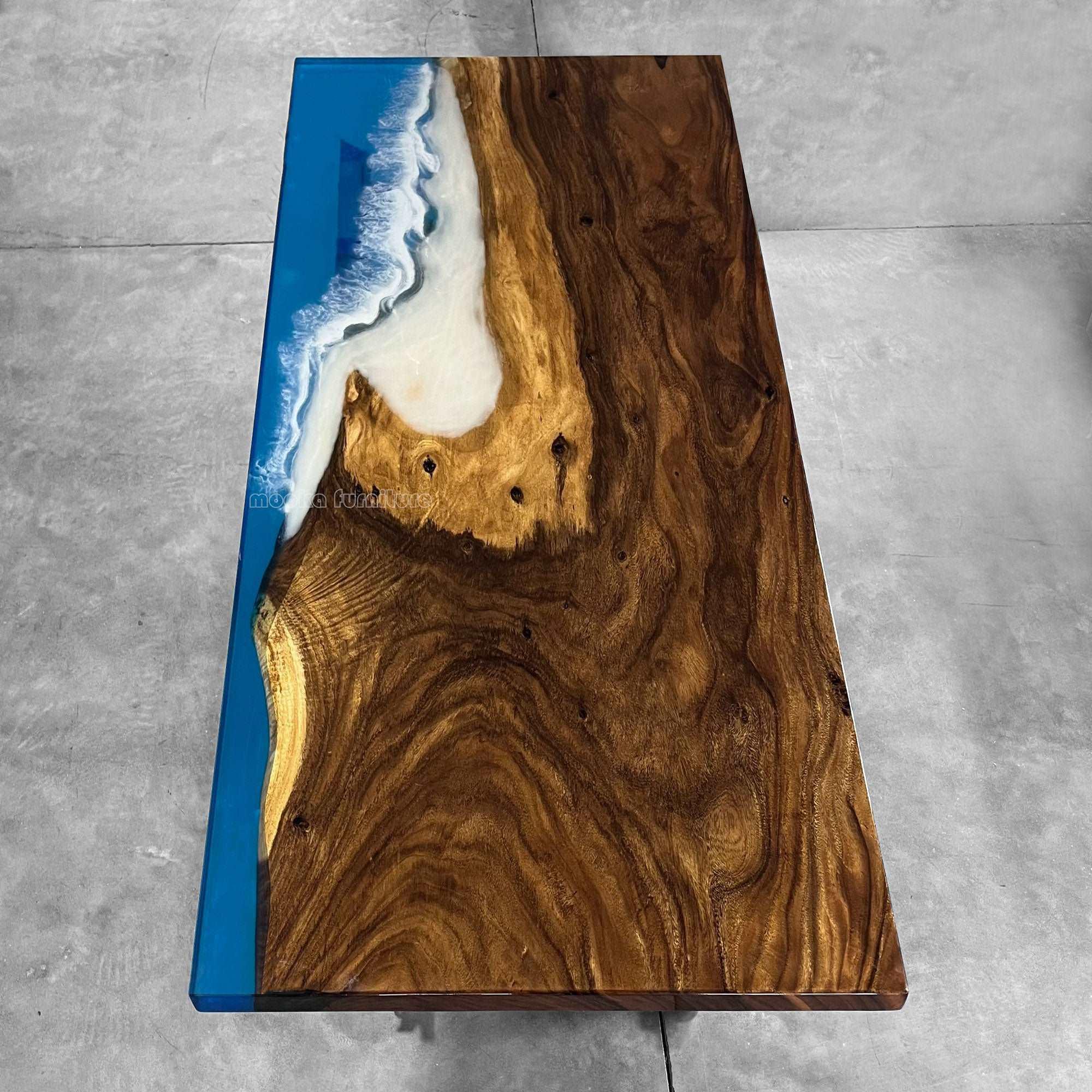 Coastal scene ocean style handmade river table dining table for 6-8 seaters - MOOKA FURNITURE