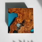 Handmade exotic burl  wood sofa armrest tray  waterfall design couch cup holder best gift for the one you love