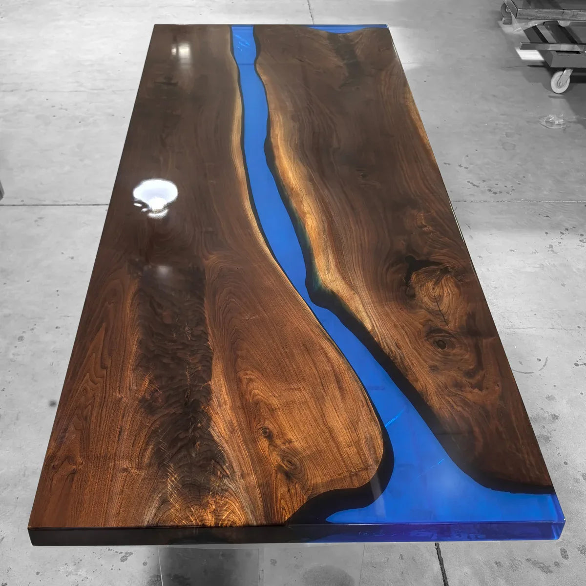 Unique blue epoxy river table with black walnut wood dining table 8 - MOOKA FURNITURE