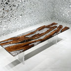 Luxury crystal epoxy with campho rwood dining table river table for 8-10 people