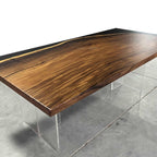 One-of-a-Kind two tone solid wood epoxy dining table for 8 people - MOOKA FURNITURE