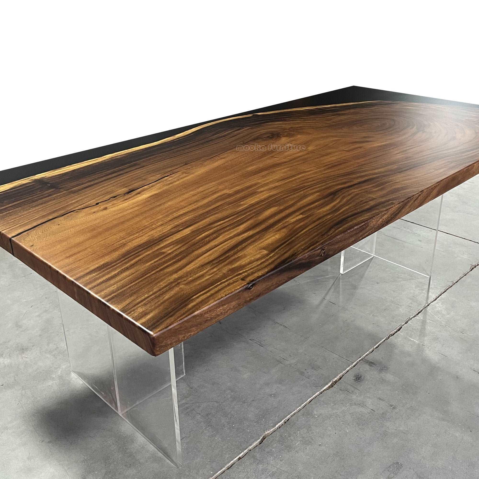 One-of-a-Kind two tone solid wood epoxy dining table for 8 people - MOOKA FURNITURE