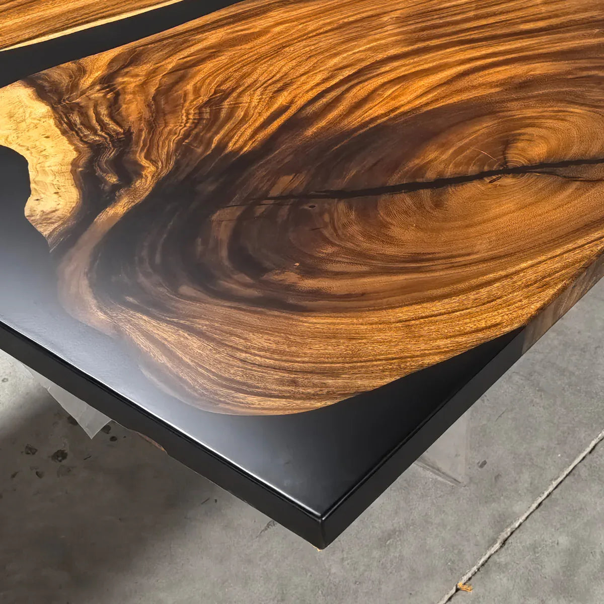 120 inch black resin river table large wood dining table for 10-12 people - MOOKA FURNITURE