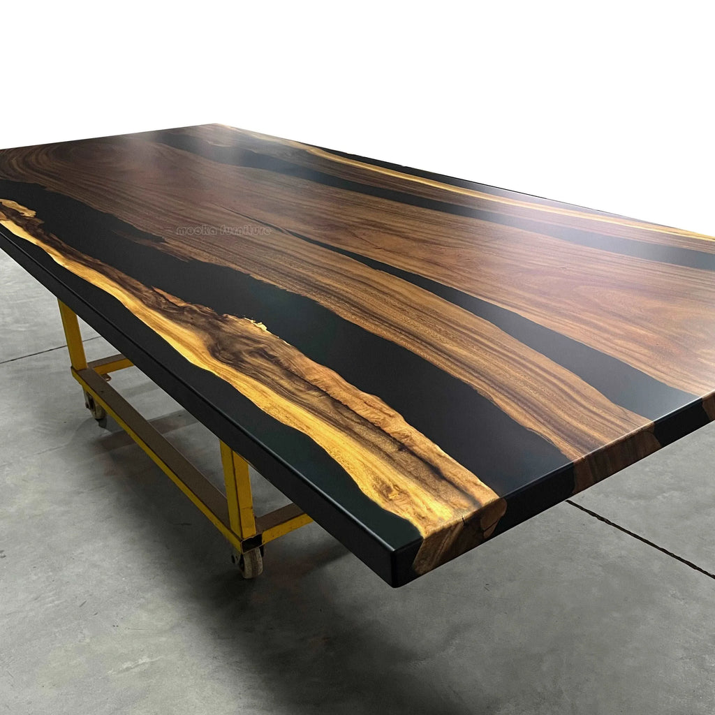 Large size unique river table communal table 10ft long for 10-12 people - MOOKA FURNITURE