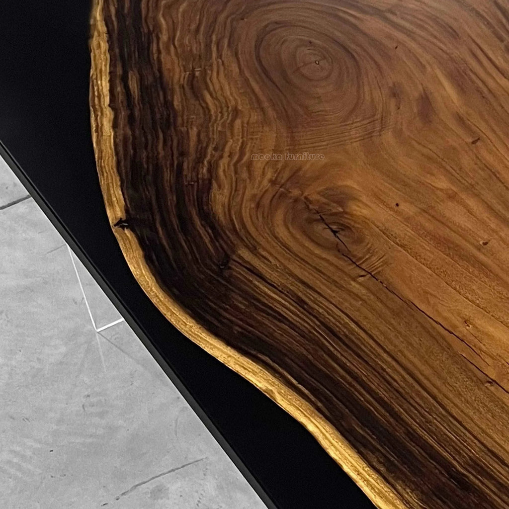 One-of-a-Kind two tone solid wood epoxy dining table for 8 people - MOOKA FURNITURE