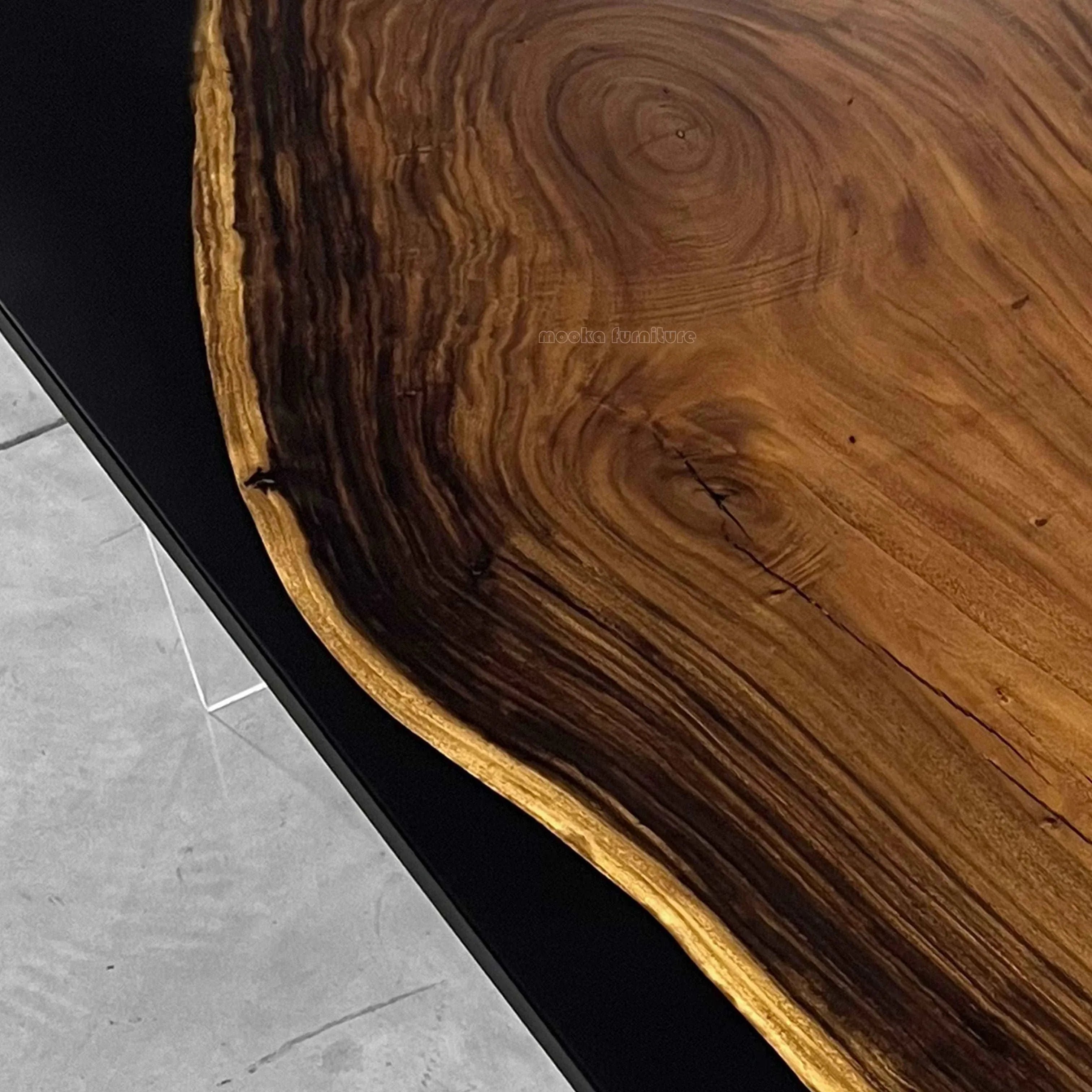 One-of-a-Kind two tone solid wood epoxy dining table for 8 people - MOOKA FURNITURE