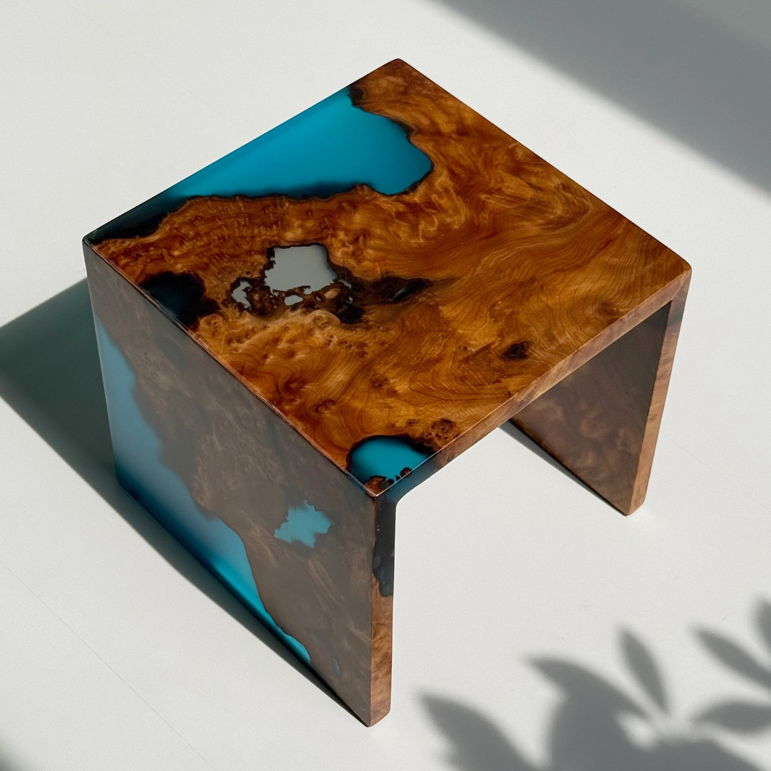 Handmade exotic burl  wood sofa armrest tray  waterfall design couch cup holder best gift for the one you love