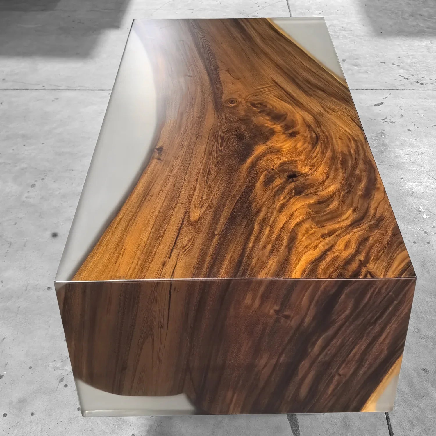 One piece wood resin coffee table waterfall table - MOOKA FURNITURE