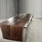 Custom made black walnut dining table waterfall table - MOOKA FURNITURE