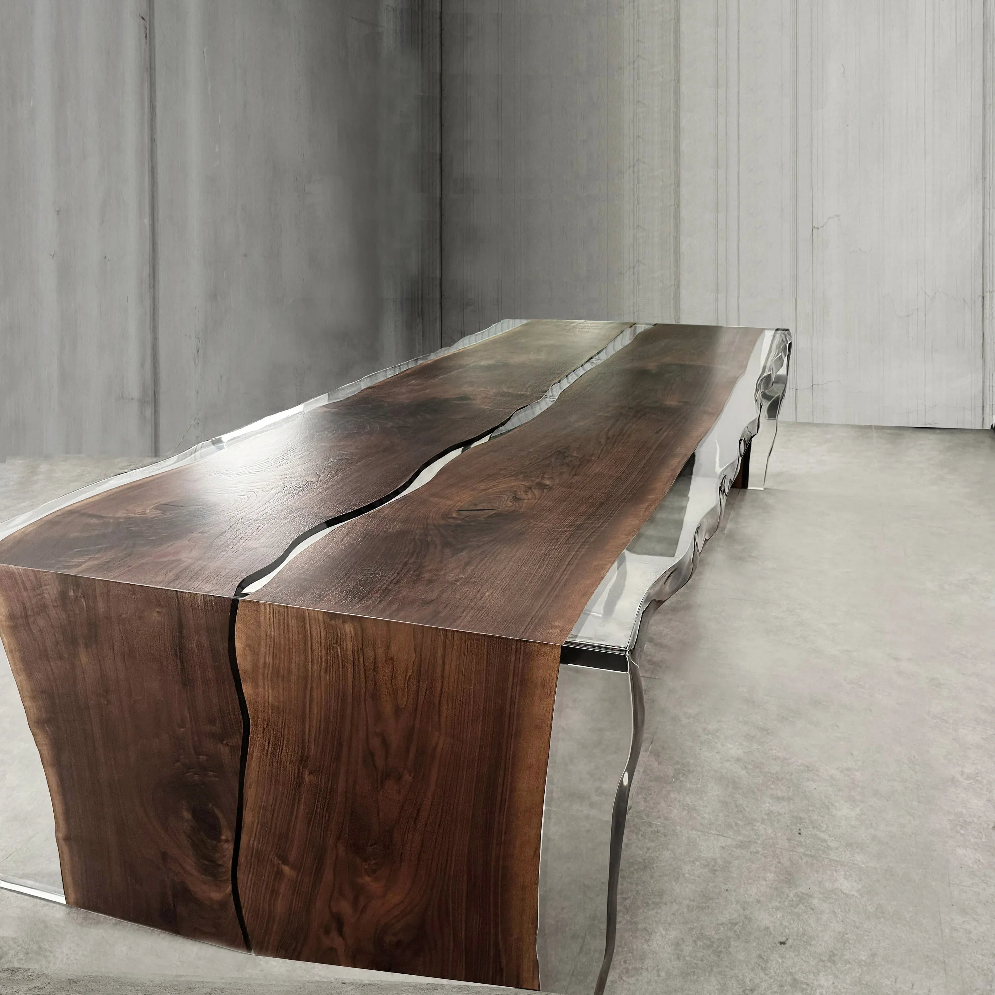 Custom made black walnut dining table waterfall table - MOOKA FURNITURE