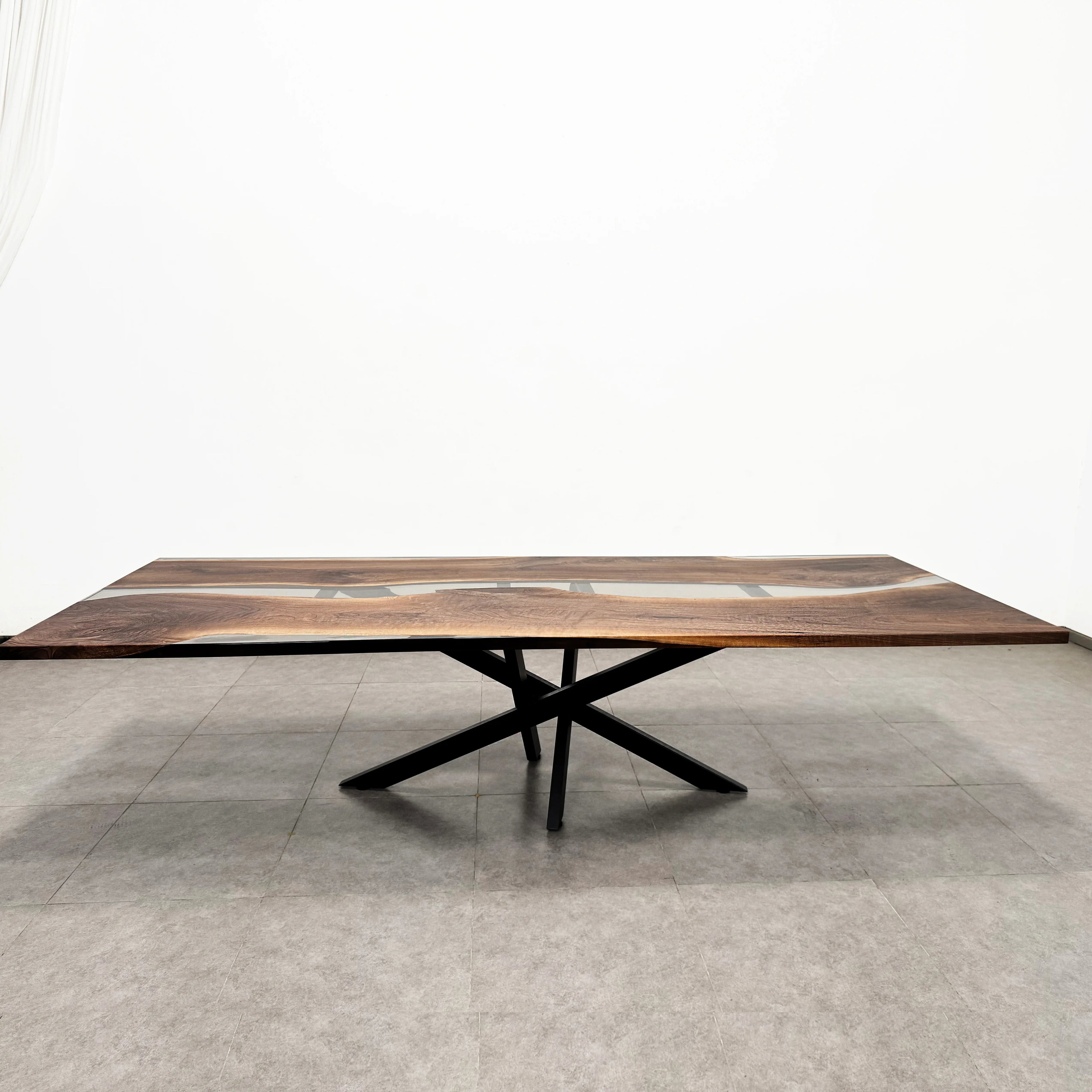 Custom made 10ft Black walnut river table with base - MOOKA FURNITURE