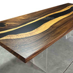 107 inch black resin wood dining table for 8 10 - MOOKA FURNITURE