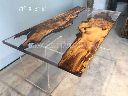 Resin Wood Dining Table - MOOKAFURNITURE