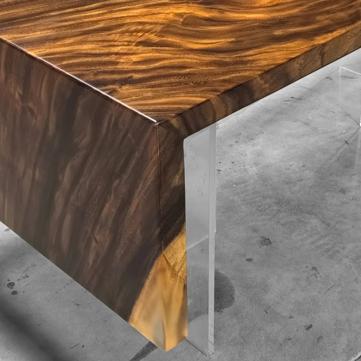 One piece wood resin coffee table waterfall table - MOOKA FURNITURE