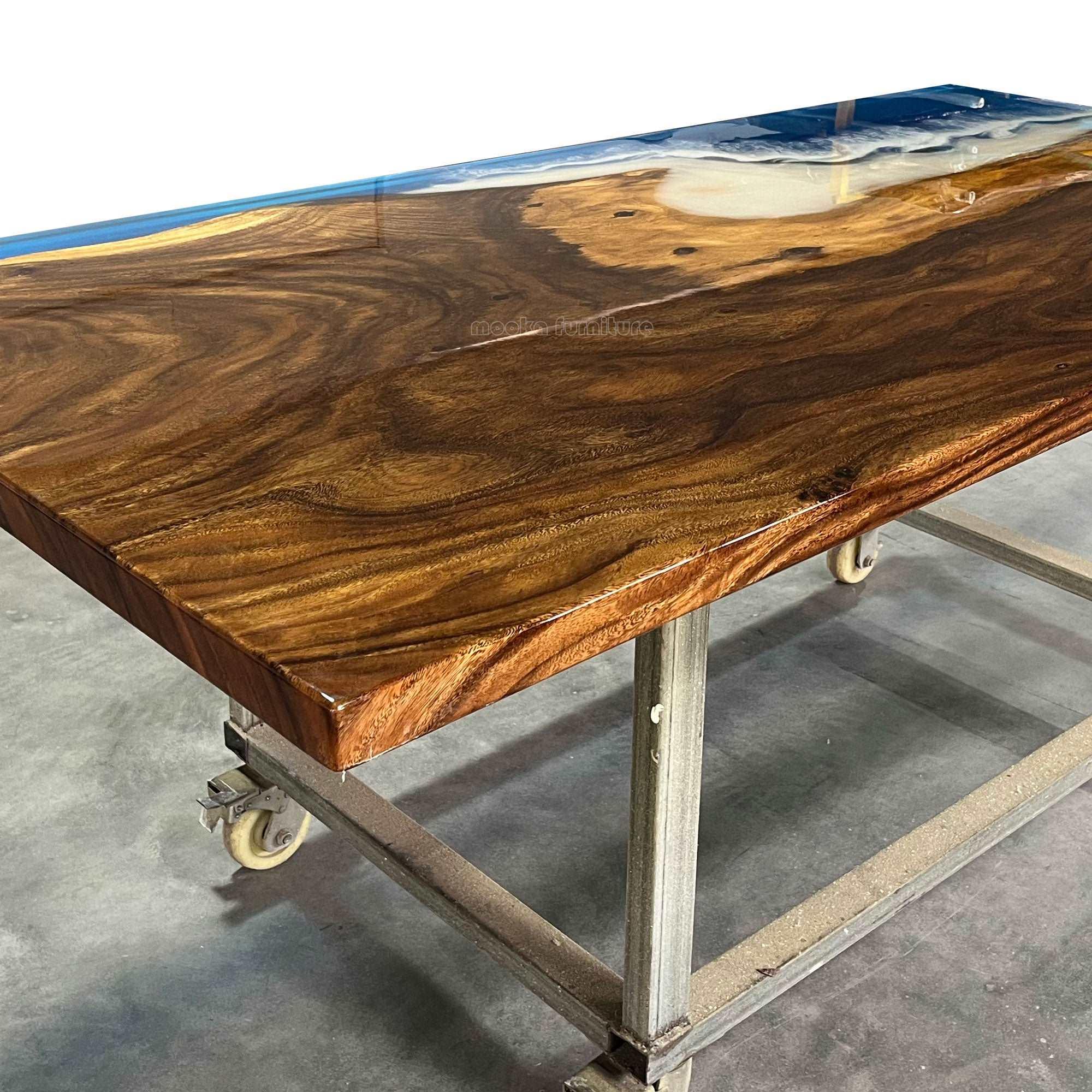 Coastal scene ocean style handmade river table dining table for 6-8 seaters - MOOKA FURNITURE