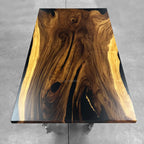 Extra wide dining table in single piece of wood and black epoxy for 8-10 people - MOOKA FURNITURE
