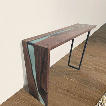 Custom made black walnut waterfall console table