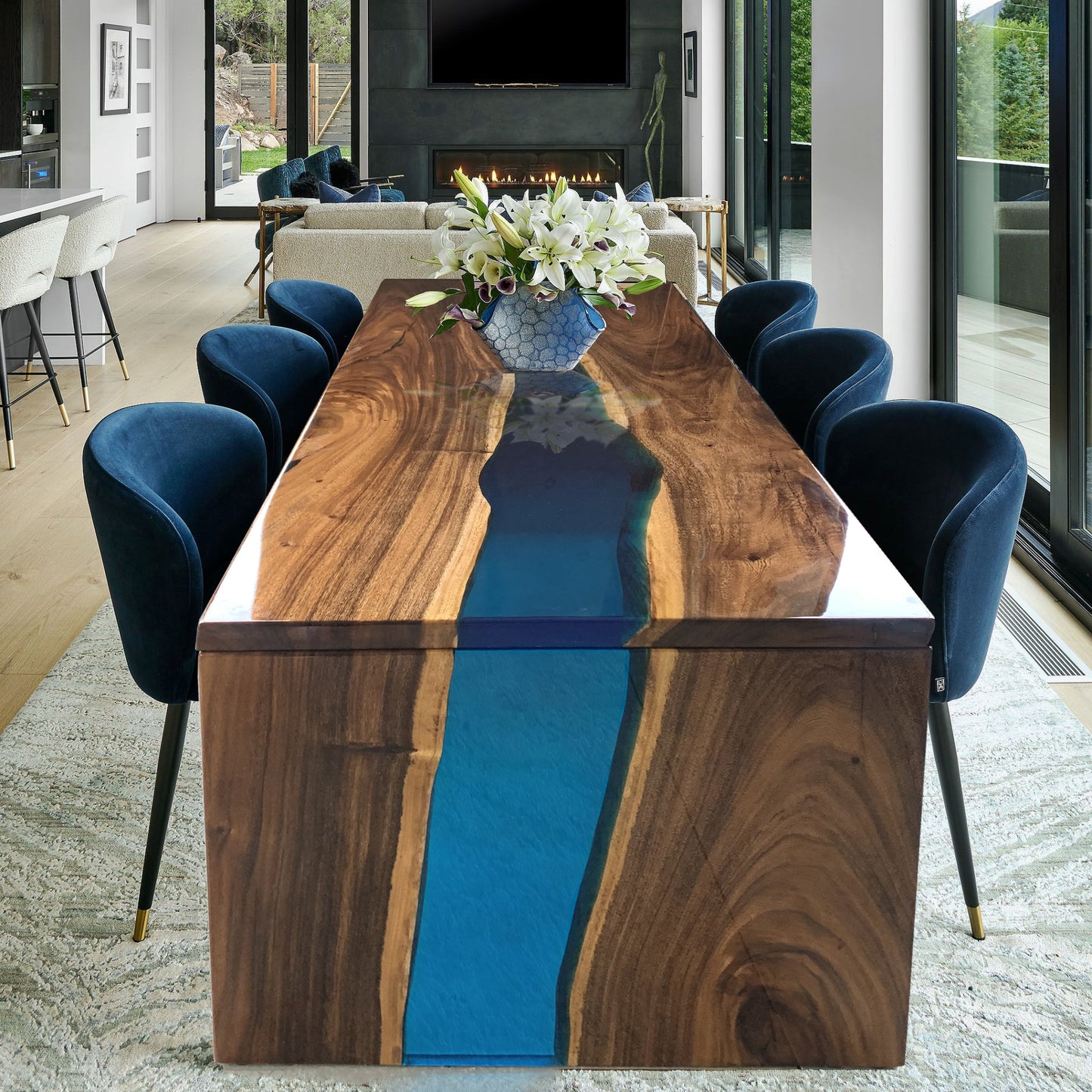 Make to order one of a kind dining table waterfall table