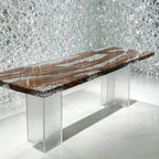 Luxury crystal epoxy with campho rwood dining table river table for 8-10 people