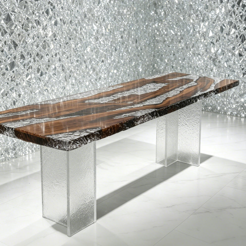 Luxury crystal epoxy with campho rwood dining table river table for 8-10 people