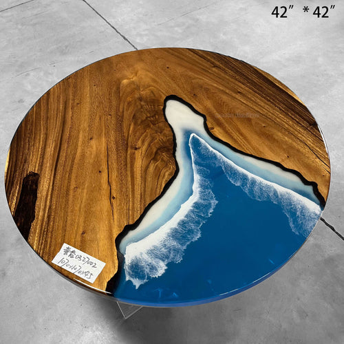 Walnut wood black resin river dining table