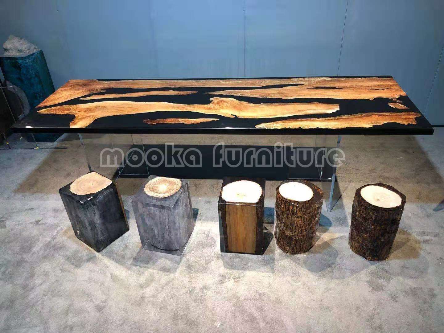 Resin Wood Dining Table - MOOKAFURNITURE