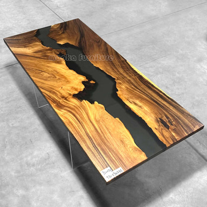 Resin Wood Dining Table - MOOKAFURNITURE