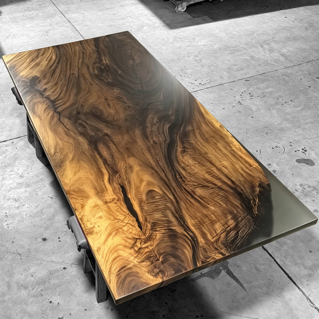 One-piece natural wood bespoke dining table for 10 people