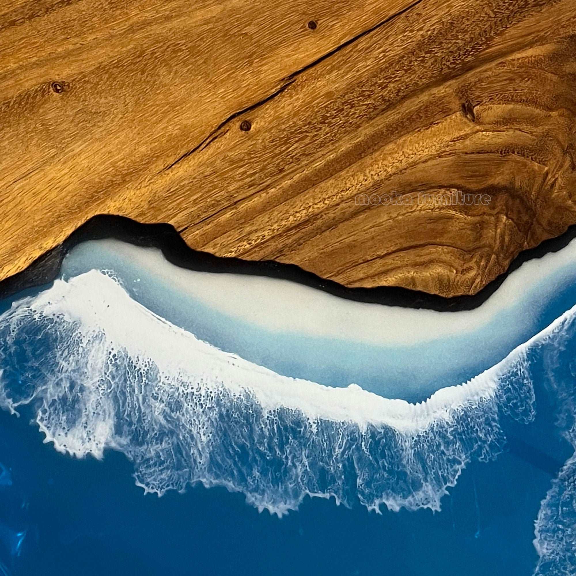 Walnut wood black resin river dining table