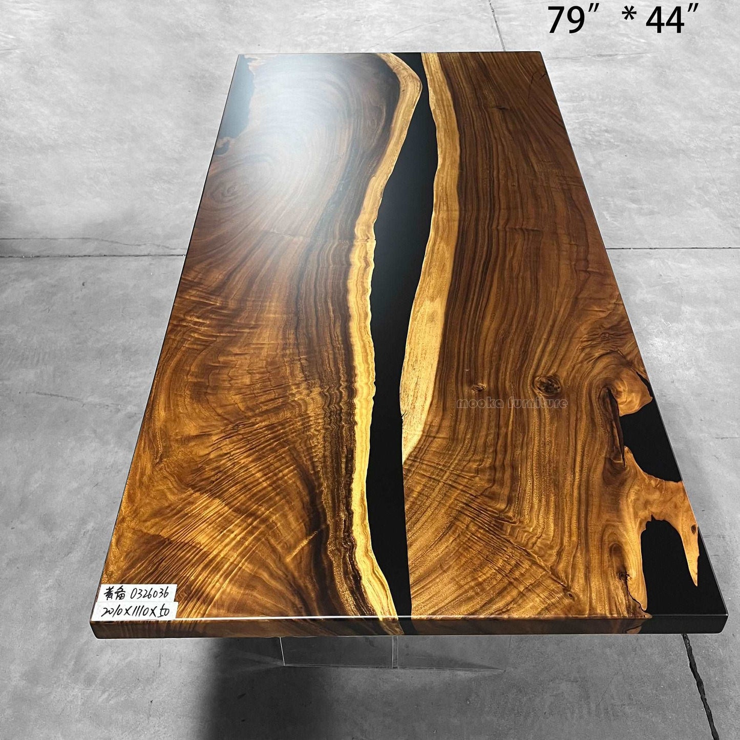 Black resin wood dining river table