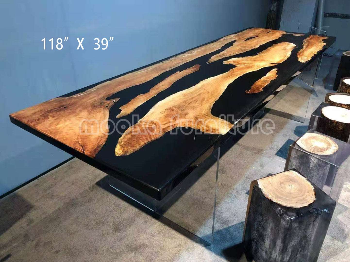 Resin Wood Dining Table - MOOKAFURNITURE