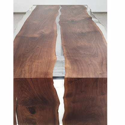 Custom made black walnut dining table waterfall table
