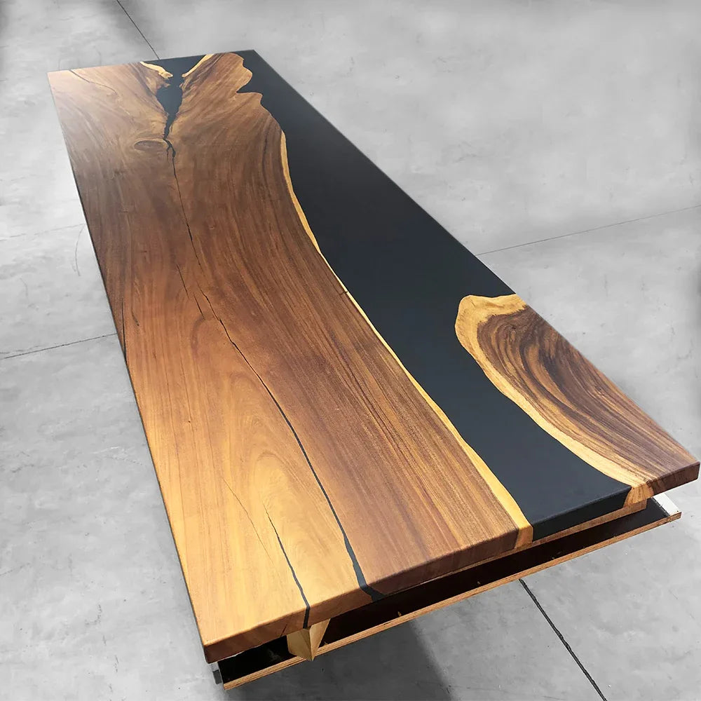 Personalized Luxury big size river table natural wood live edge dining table - MOOKA FURNITURE