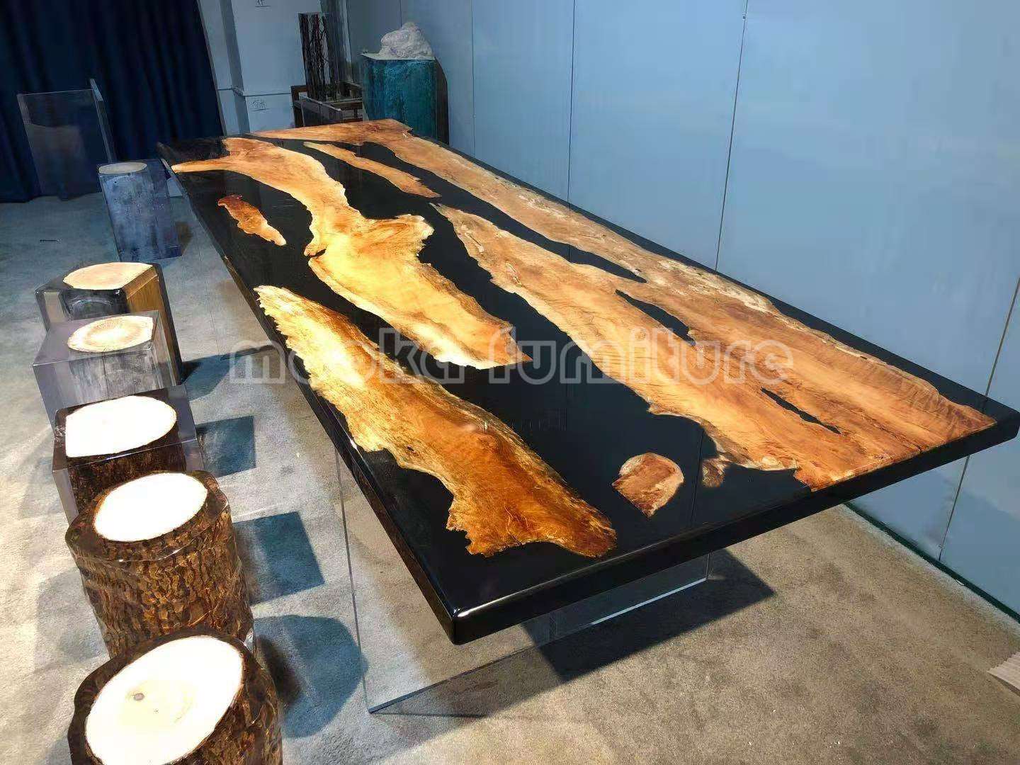 Resin Wood Dining Table - MOOKAFURNITURE