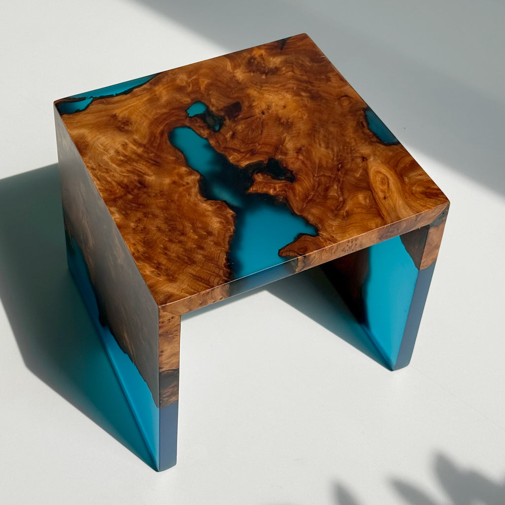 Handmade exotic burl  wood sofa armrest tray  waterfall design couch cup holder best gift for the one you love