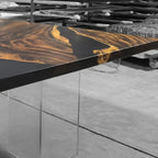 One-piece natural wood luxury vintage style dining table for 10 people - MOOKA FURNITURE