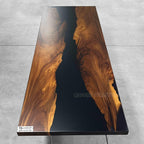 Awesome black resin wood river table for 10 pepole - MOOKA FURNITURE