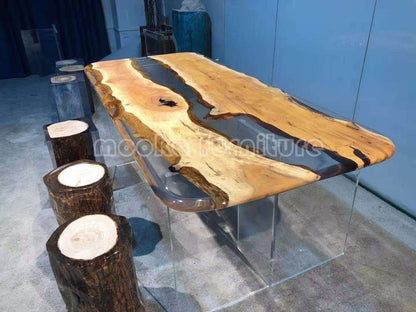 Resin Wood Dining Table - MOOKAFURNITURE