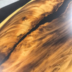 120 inch black resin river wood dining table for 10-12 people - MOOKA FURNITURE