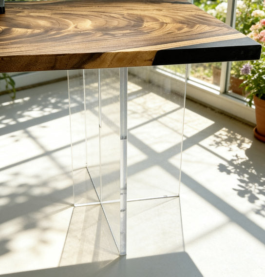 The Ultra Clear Acrylic Table legs 28" height  matching to table top for 8-10 people