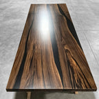 Luxury elegant black walnut slab with black epoxy dining table for 10 people