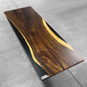 Walnut wood resin river table