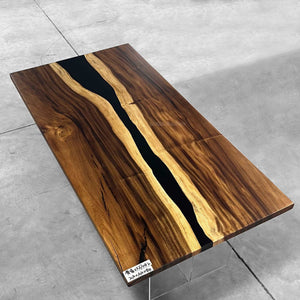 Walnut wood black resin river dining table