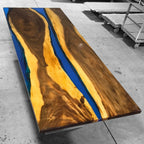 10 foot blue resin river table large wood dining table for 10-12 people - MOOKA FURNITURE